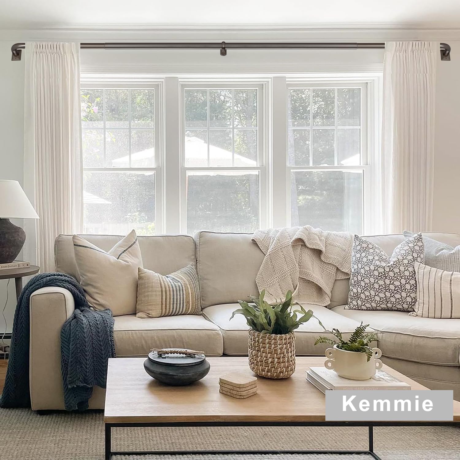 1 1/4 diam large room darkening rods, 84-134inch(7-11ft) length telescoping wrap around curtain rods for bedroom living room kitchen, dark bronze dark bronze 84-134"