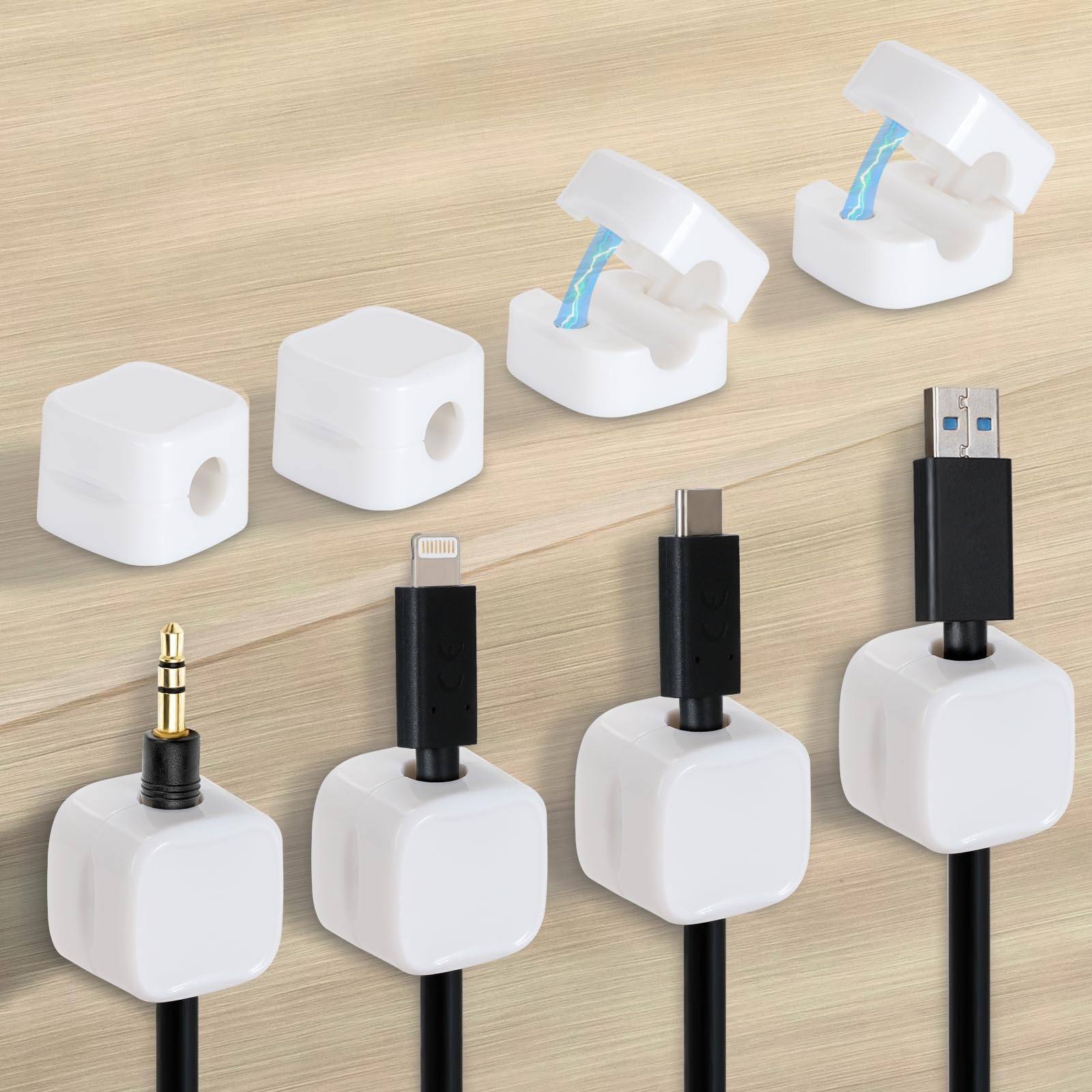 Cozlly 10 pezzi clip portacavi in silicone adesivo cavo di gestione organizer bianco clip ordinate per scrivania parete casa ufficio cavo di ricarica USB organizzazione