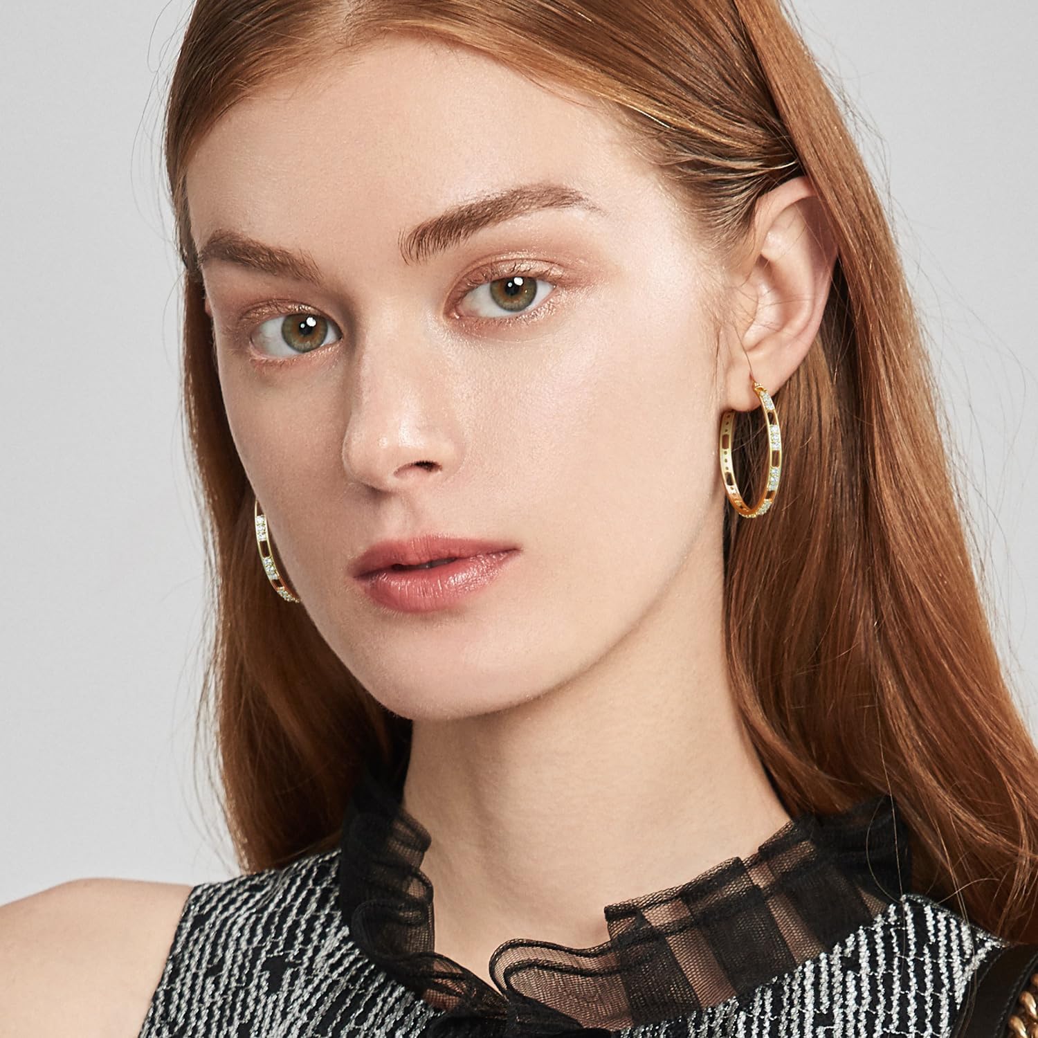 ENROSE 14K Gold Plated Hoop Earrings for Women