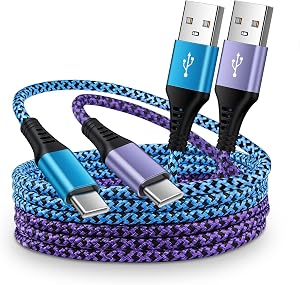 Câble Auto USB Type C, 3pi/2Paquet Câble Chargeur Rapide USB A vers USB C pour iPhone 17/16e/16Pro/15Pro Max/15, Câble Chargeur C pour Téléphone Android Charge Rapide pour Samsung S25 S24 Ultra S23 A17 A16 A56