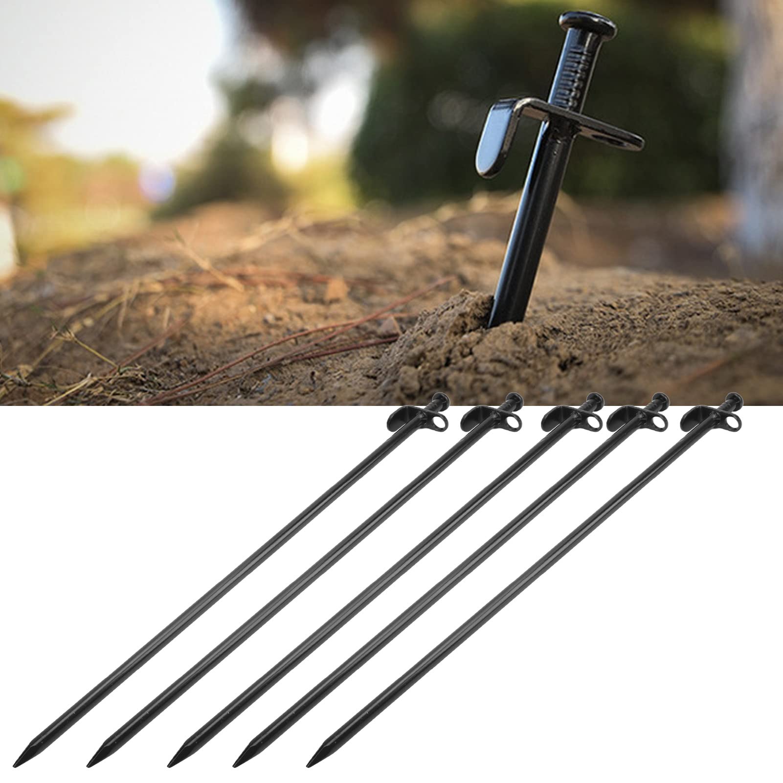 Piquets de Tente Durables pour Une Pénétration Facile du Sol, Piquet de Camping en Acier Résistant à la Corrosion, Lot de 5 pour Auvent Extérieur (40 cm)