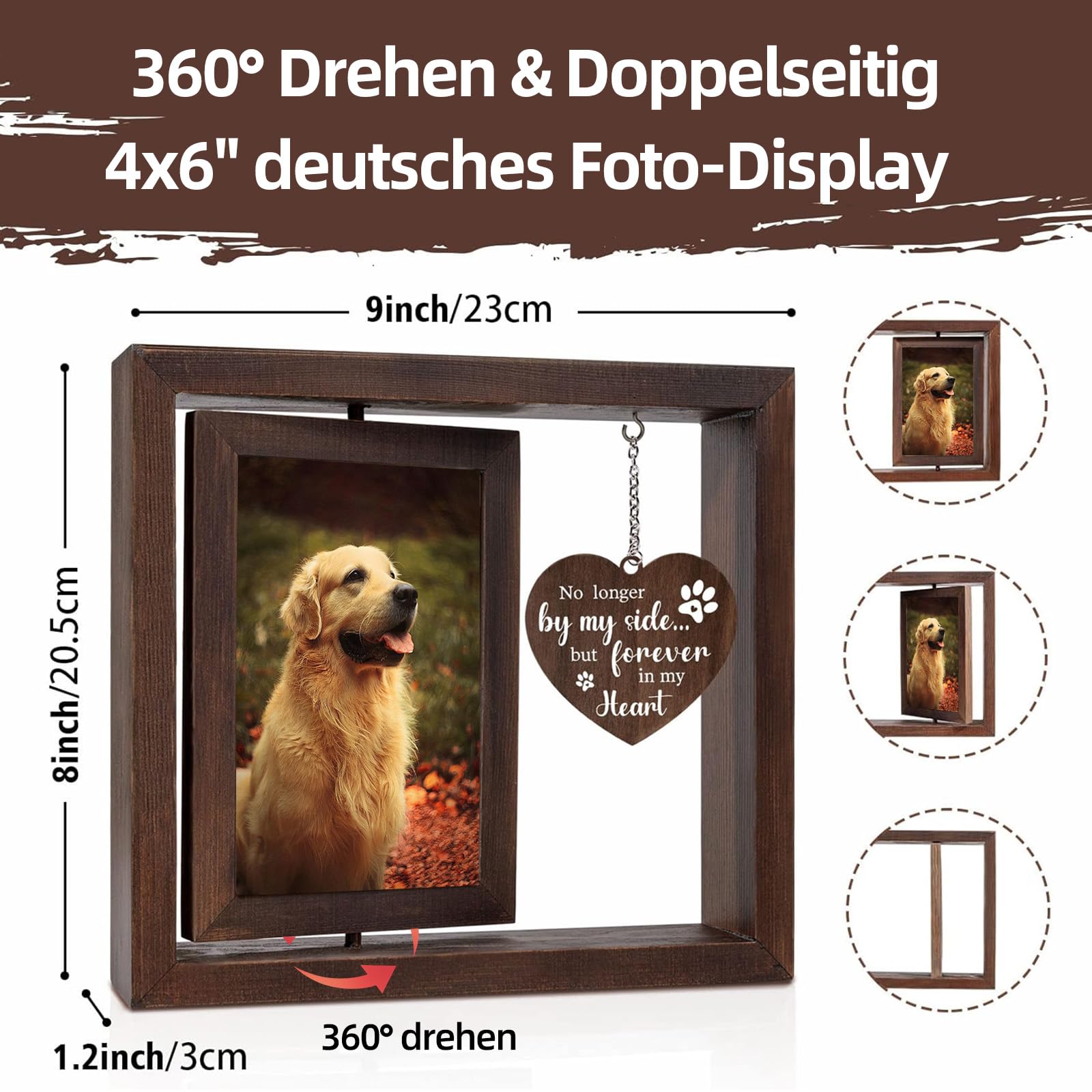 Erinnerung Hund Katze Bilderrahmen, Holz Bilderrahmen mit Gedenkbedeutung ,Geschenk für Hundebesitzer Katzenbesitzer,Gedenkrahmen für Verlust von Haustier, Verlust Sympathie Geschenk,Tischdekoration