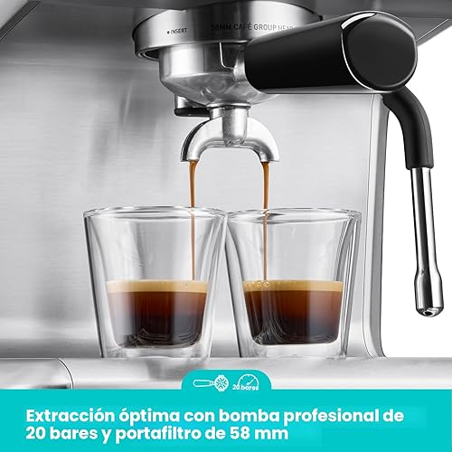 Miniatura 6 de CASABREWS Máquina de café expreso ultra con pantalla LCD, cafetera de espresso con potente espumador de leche, temperatura de preparación