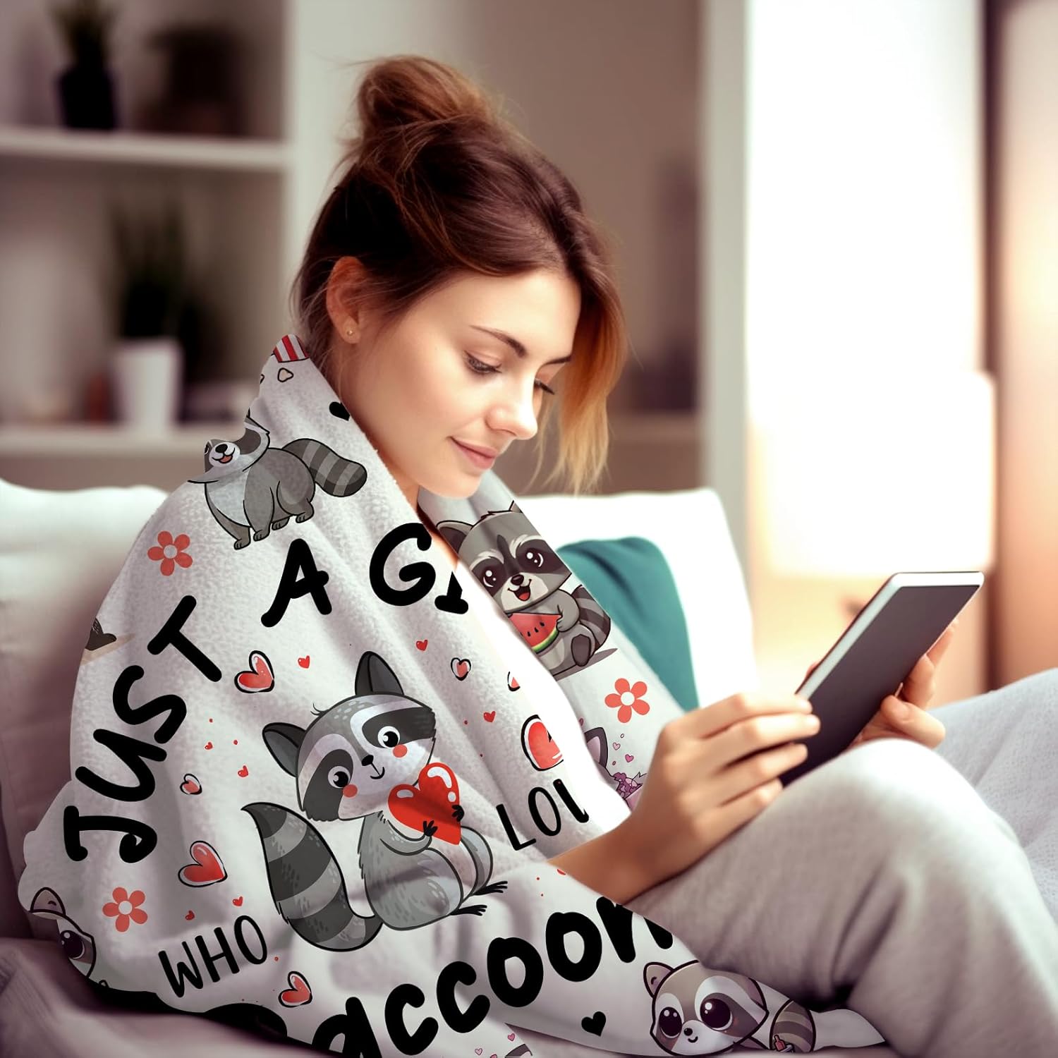 Raccoon Blanket Gifts for Raccoons Lover Adults Kids,Raccoon Stuffed Animal Throw Blankets,Raccoons Christmas Birthday Gifts for Women Girls 50"X40" - Image 4