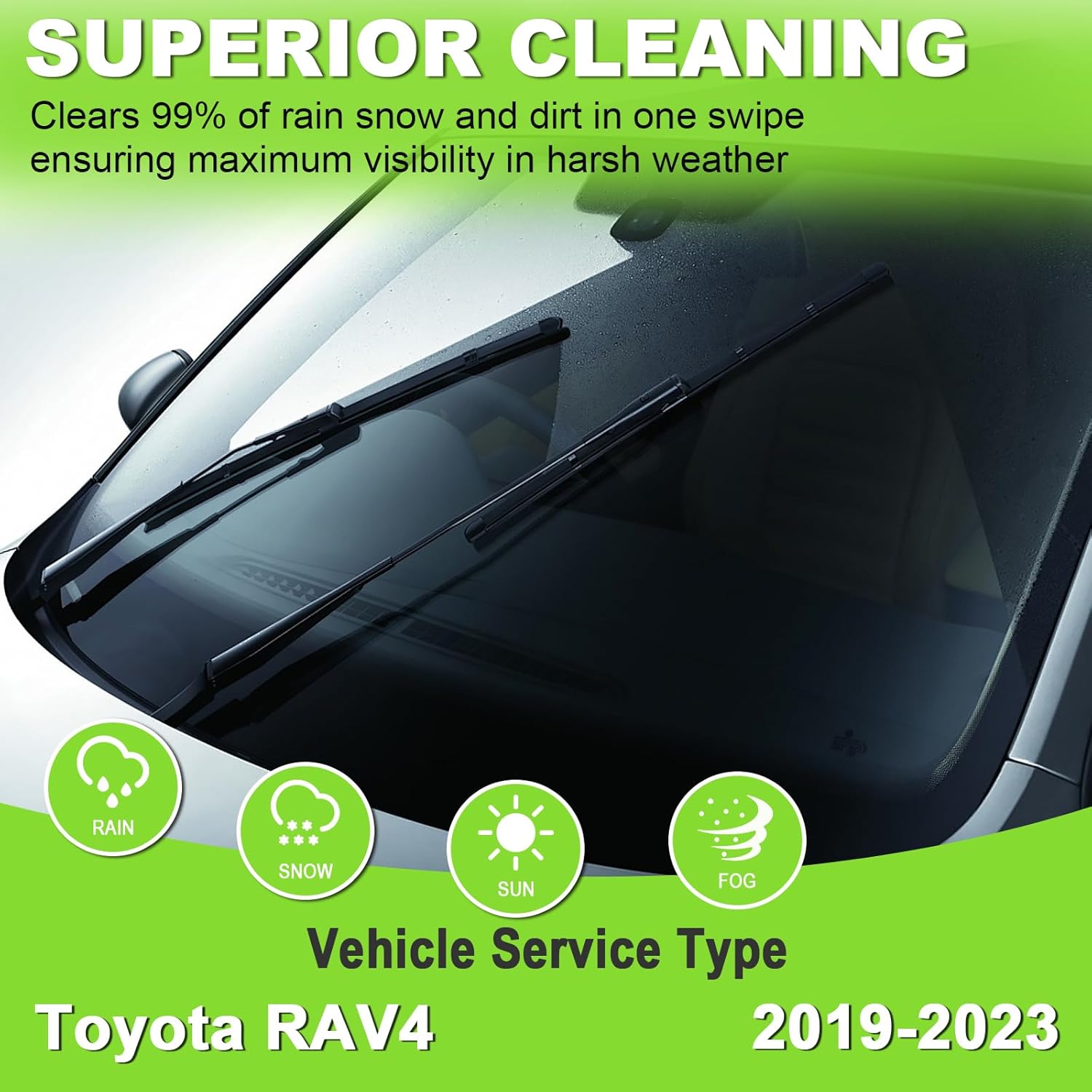 PARRATI® 3PCS Windshield Wiper Blades for RAV4 2019-2023 - Exact Fit Replacement Front and Rear Wipers - 26+16+12 | All-Season Durability - Quiet & Streak-Free Wiping - Easy Installation