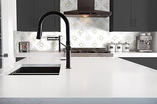 Miniatura 13 de MSI Verona - Patrón dorado x 11.85 pulgadas de pared de mosaico montado en malla de mármol, piso, placa de pared de cocina y azulejos geométricos,