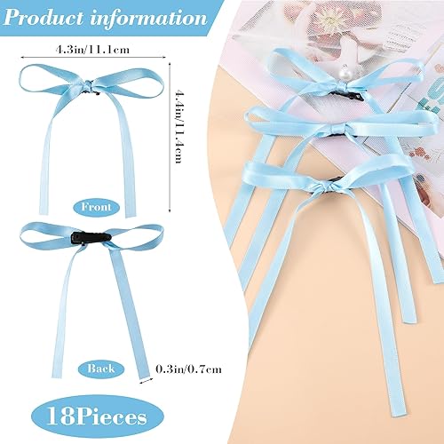 Miniatura 3 de 10 pinzas para el cabello con lazo dulce de 3.54 pulgadas, color rosa, morado, negro, blanco, azul, lazos para el cabello, kawaii, pasadores