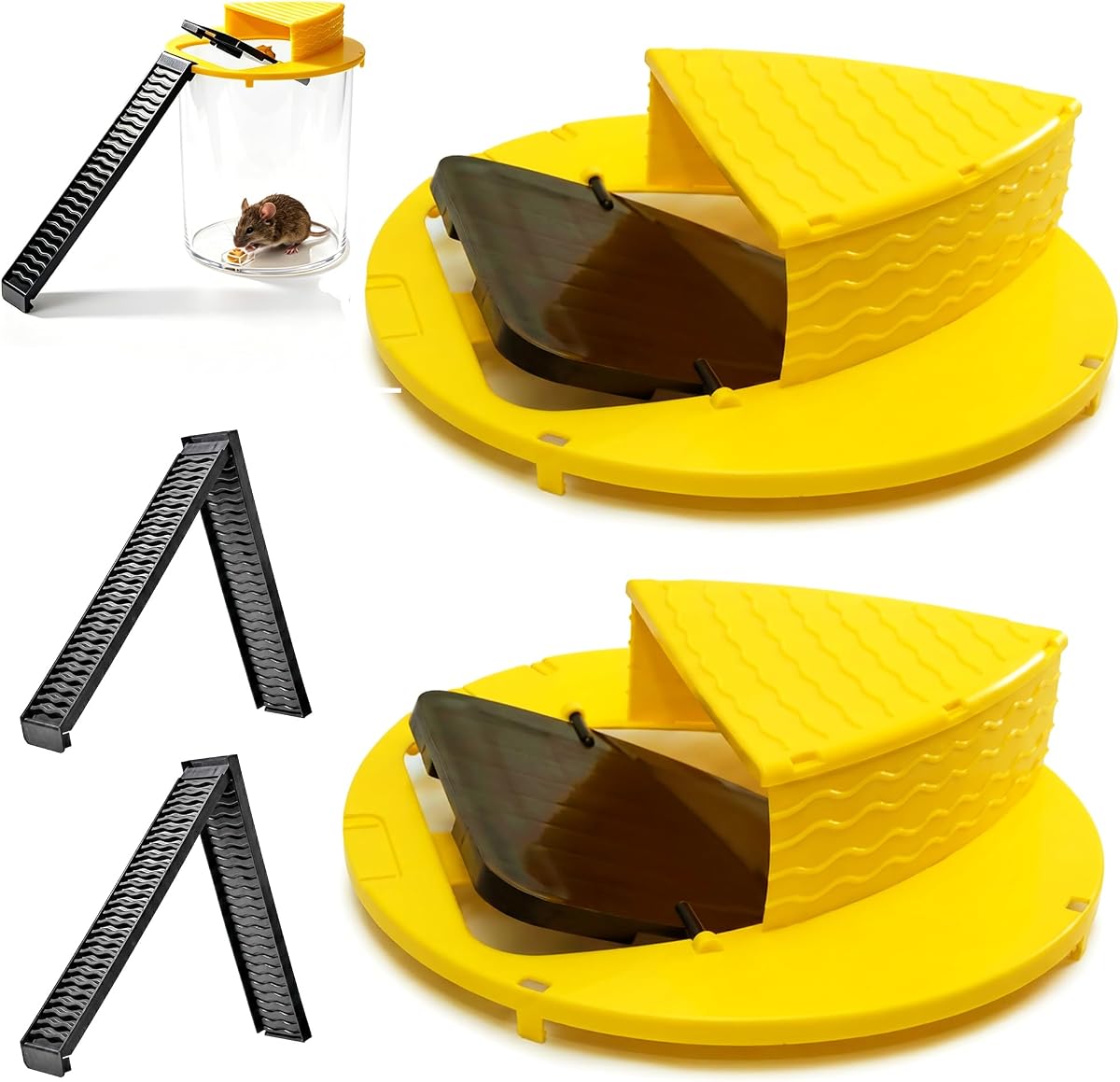 Cubo de trampa para ratones mejorado, 2 unidades de 5 galones, tapa abatible, trampa para ratas reutilizable, trampa para ratas ecológica, trampas para ratones en interiores para el hogar, trampas para ratas al aire libre