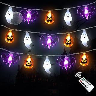 CESOF Halloween Lights Battery Operated, 16 ft 30 LED 3D Ghost Bat Pumpkin