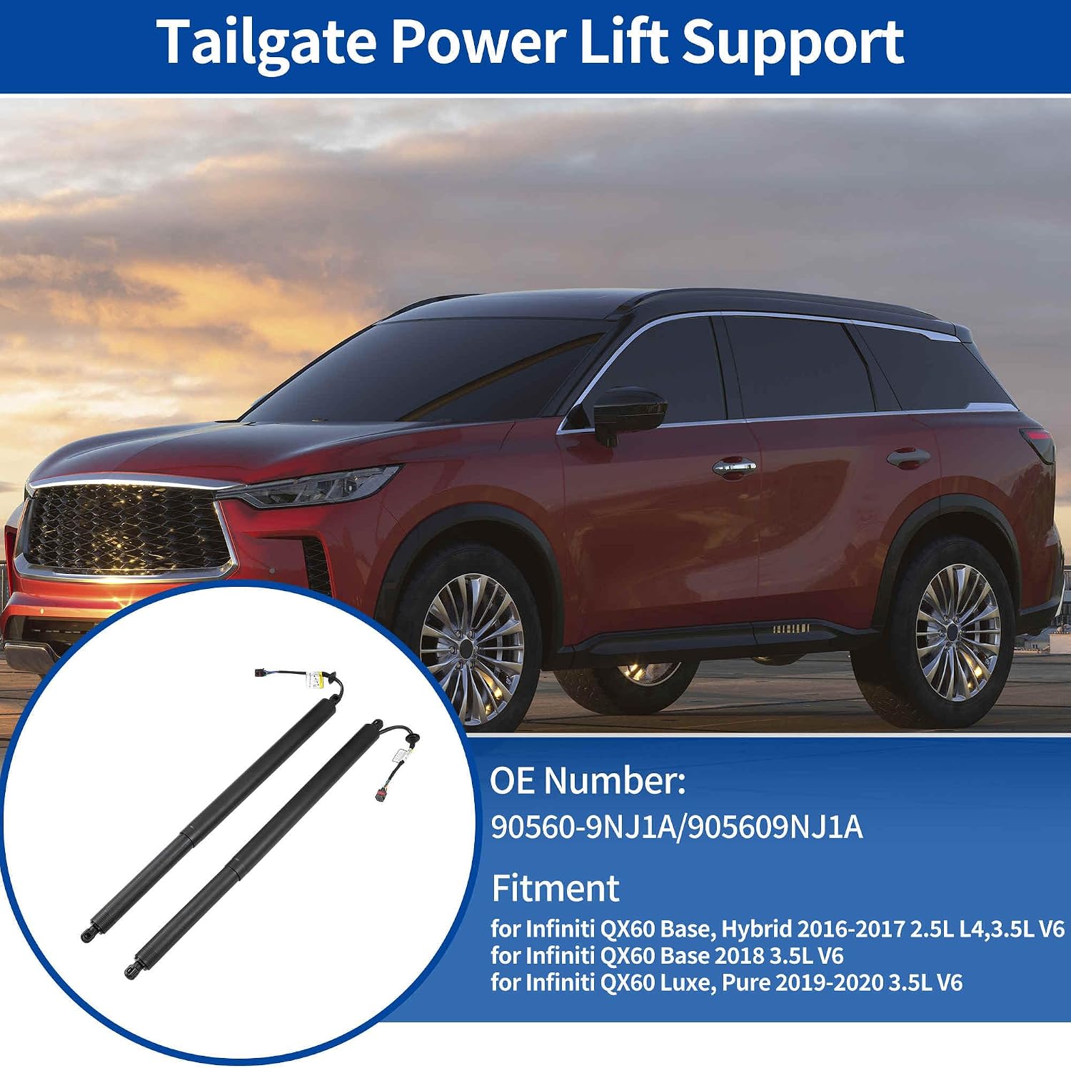 rear tailgate power lift support liftgate hatch shock strut electric trunk power liftgate actuator (for infiniti qx60 16-20, 30.7"x6.3"x3.35") 30.7"x6.3"x3.35" for infiniti qx60 16-20