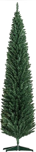 Vista 14 de HOMCOM Árbol de Navidad artificial de 7 pies, árbol de Navidad estrecho con 499 puntas de rama realistas y soporte de plástico, negro