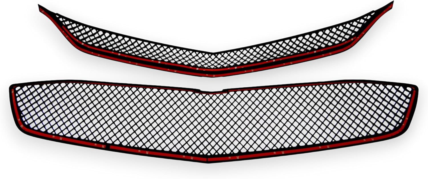 Trim Illusion Front Hood Grille Overlay Cover Accessory Compatible with 16-18 Chevrolet Malibu, Gloss Black Finish (2-Piece)