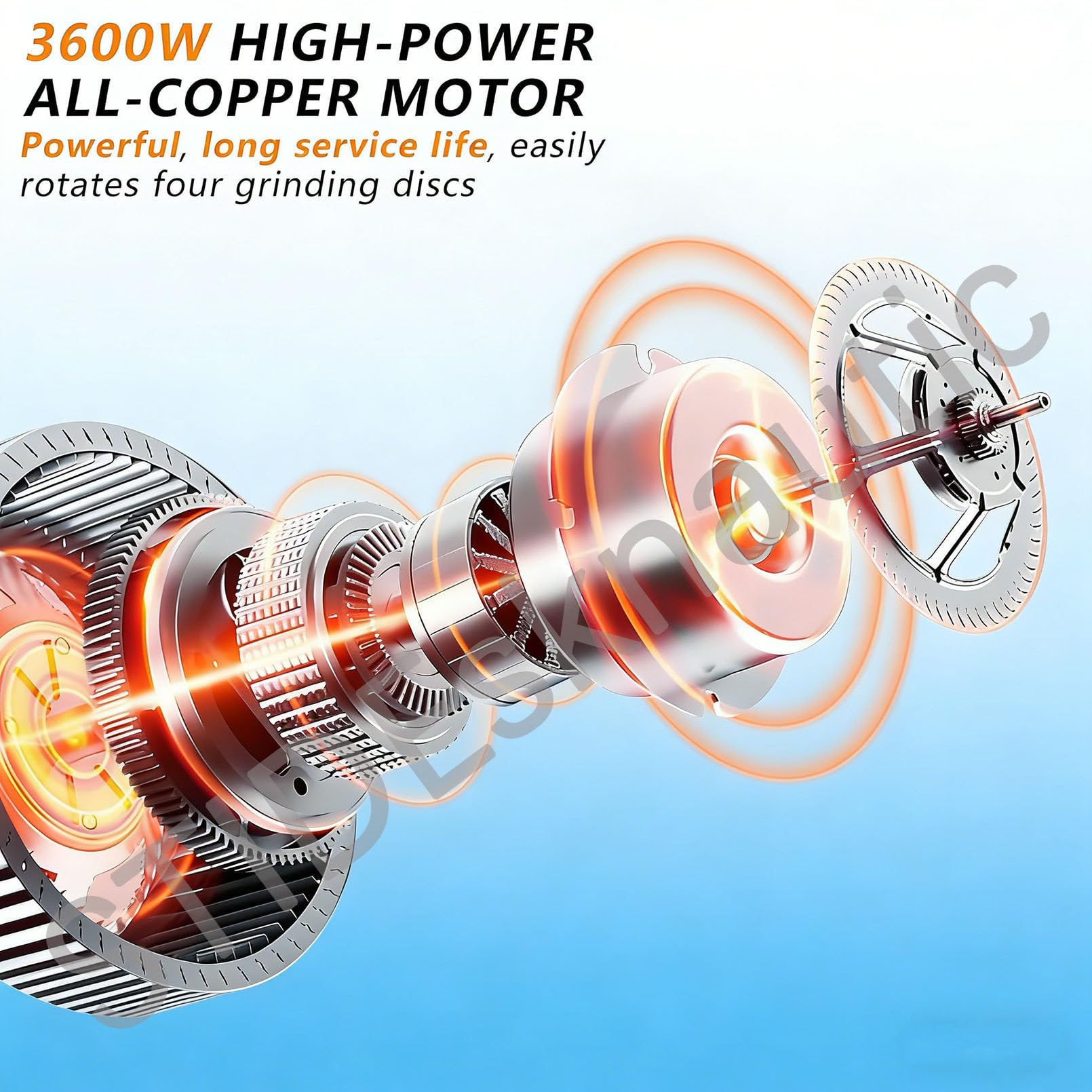Amoladora Hormigón,Lijadora Hormigón,Pulidora Suelos 3600W, Lijadora Pared con Ajuste 6 Velocidades,para el desbastado de hormigón, Piedra y mármol,600-3000 RPM Standard