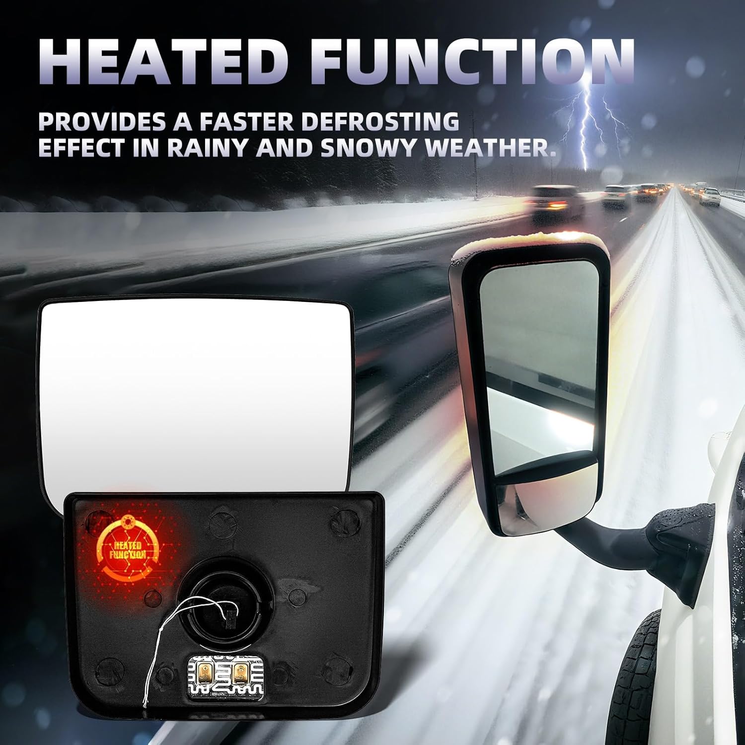 Lower Mirror Glass Heated for Freightliner Cascadia 2008-2017, Small Side Mirror Freightliner Cascadia Semi Truck Accessories