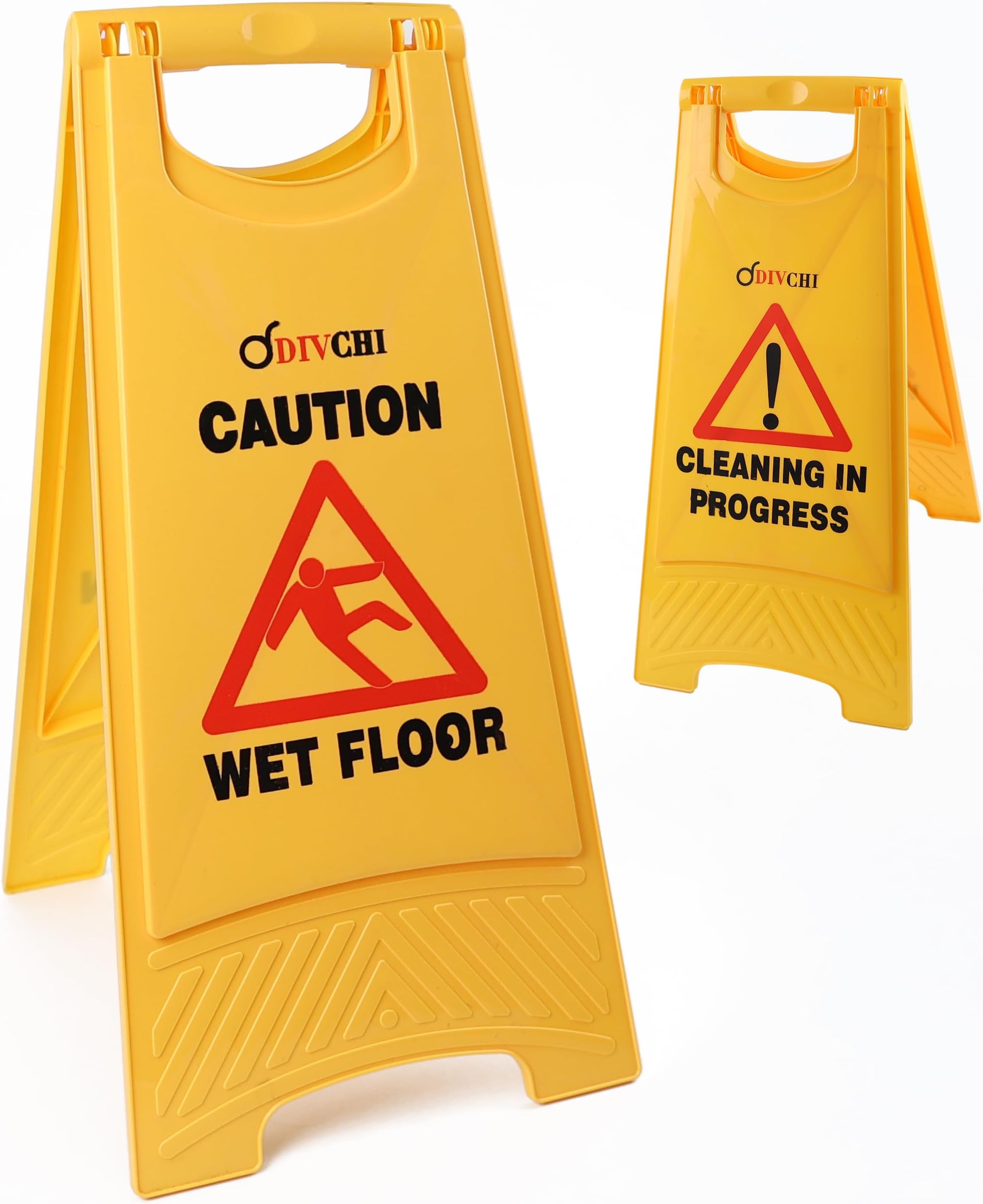 Warning Caution Wet Floor Sign Yellow - Cleaning In Progress Floor Sign Printed On The Other Side – Mini Wet Floor Sign Ideal For Commercial Business Use