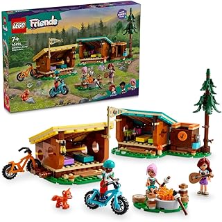 مجموعة لعبة الكبائن المريحة في مخيّم المغامرات من LEGO® Friends، مجموعة لعب مستوحاة من الطبيعة للأطفال، لعب التظاهر للصبيان والبنات بعمر 7 سنوات أو أكثر مع 3 شخصيات دمى صغيرة وثعلب 42624