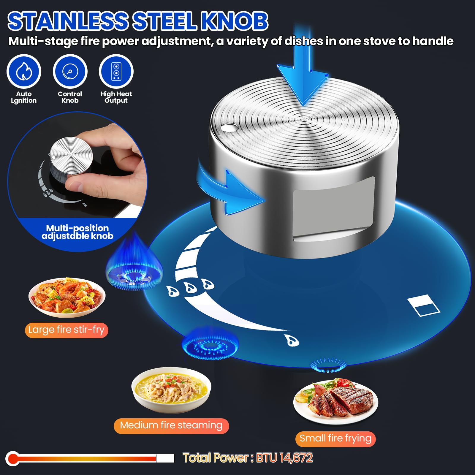 Plaque de cuisson à gaz à 2 feux à gaz, encastrable en verre, plaque de cuisson avec protection automatique de la flamme, avec supports en fonte, gaz naturel et gaz propane