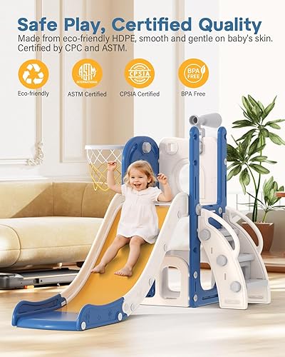 Miniatura 5 de Babytronic Tobogán para niños pequeños 6 en 1, tobogán de interior para niños pequeños de 1 a 3 años, juego de escalador para interiores y