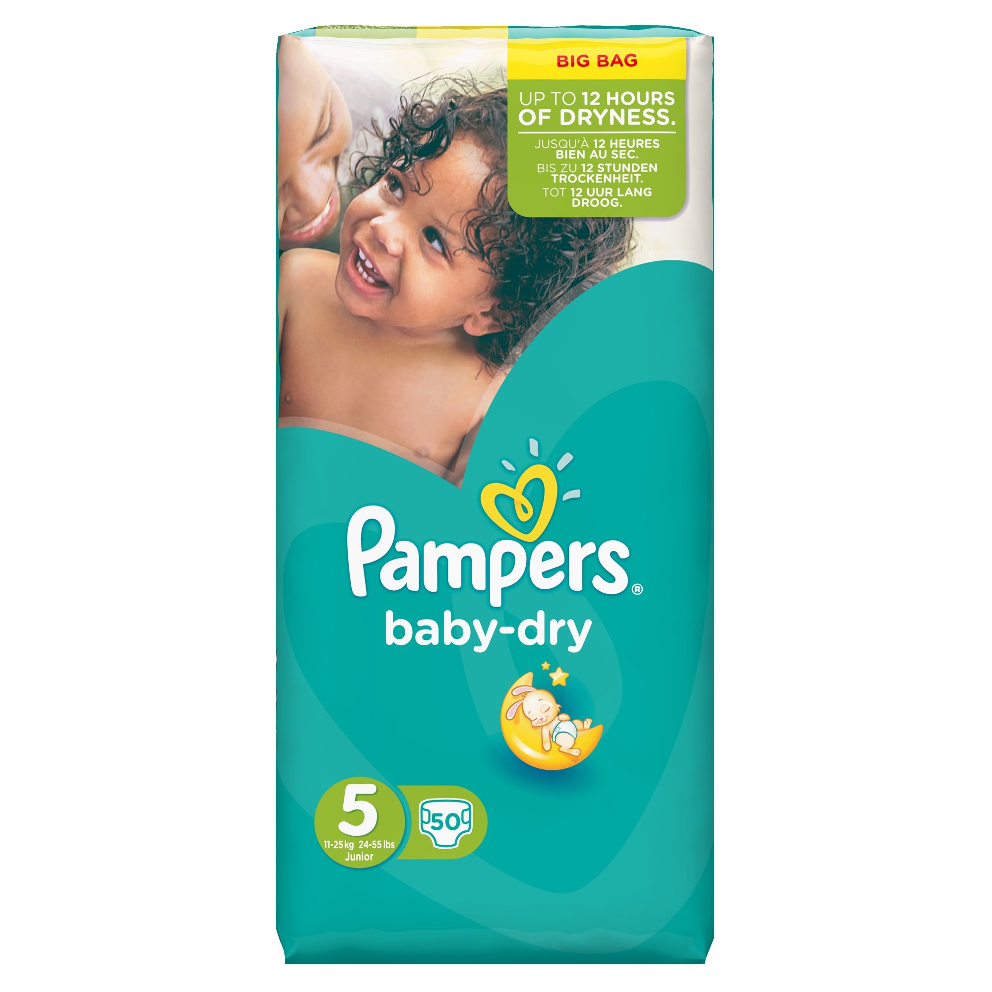 Pampers Baby-Dry - Pañales (talla 5, 11-25 kg, 2 paquetes de 50 unidades)