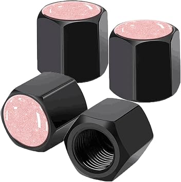 Tire Valve Stem Caps 4 Pack, Car Wheel Stem Caps,Aluminum Air Valve Covers Universal Fit for Cars, SUVs,Trucks, Bikes, and MotorcyclesPink Glitter
