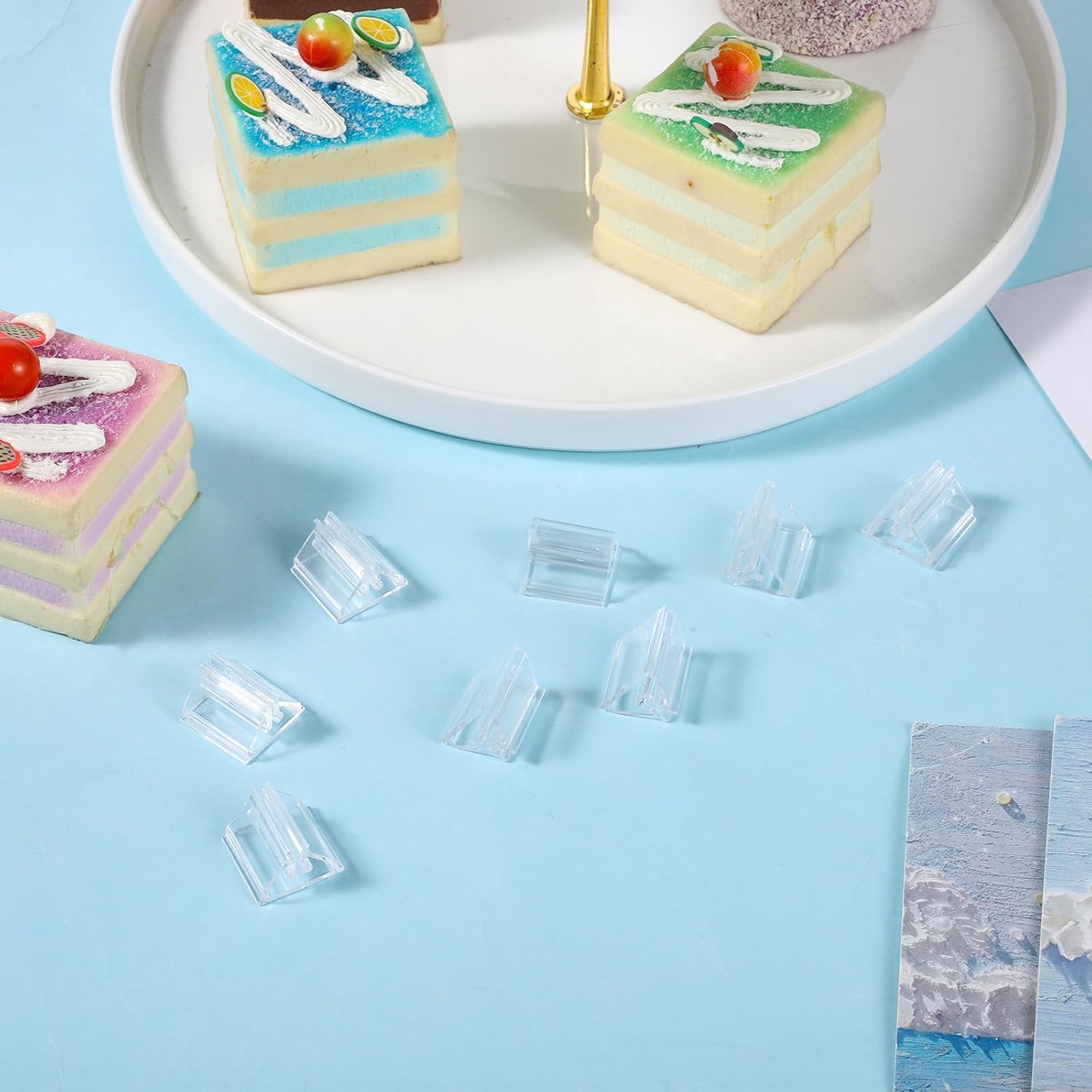 24 Pcs Card Stand Transparent Game Cards Display Holders Game Pieces for Board Games Accessories for Price Tags Menus Labels Party Favor Supplies