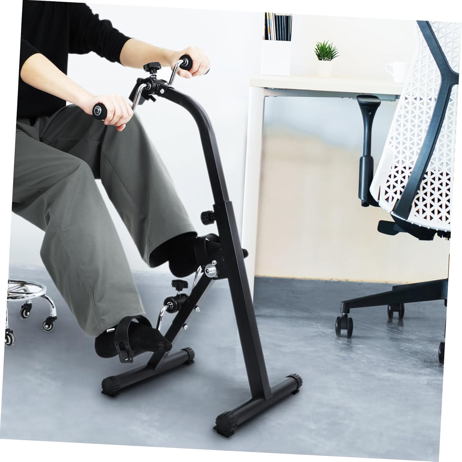 Sosoport Pedal Exerciser for Seniors Adjustable under Desk Bike Arm Roller Compact Foot Exercise Equipment Structure and Display Screen for Easy Tracking