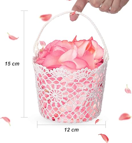 Miniatura 2 de Cesta rústica de 8 piezas para boda con mango blanco a granel de 5.90 x 4.72 x 4.33 pulgadas