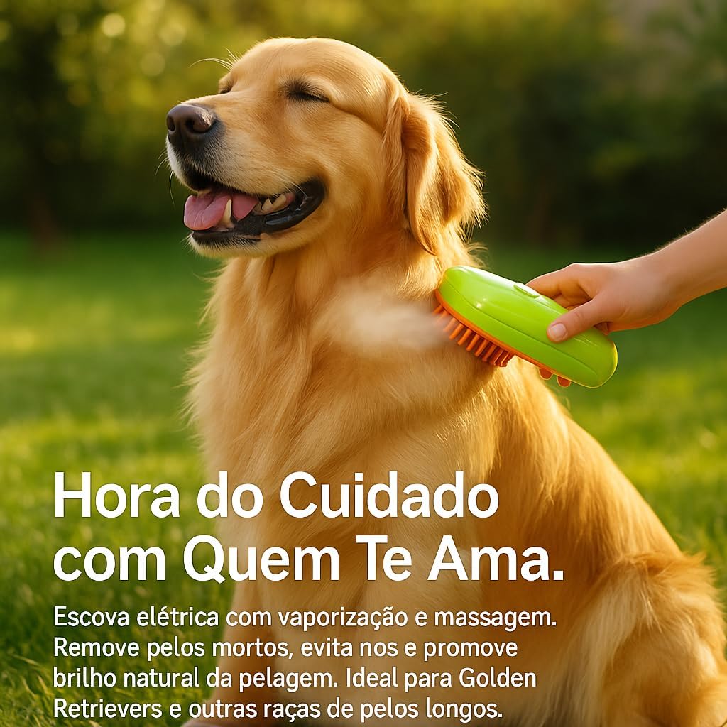 Escova para Gatos,Removedor de pelos para Pets, Cachorros, Escova Eletrica,Escova a Vapor para Pets – Remove Pelos de Gatos e Cães com Facilidade | Recarregável | Verde e Laranja | Pontas de Silicone Confortavel| Cachorro e Gato|