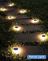 Vista 4 de Luces solares para escalones al aire libre resistentes al agua, paquete de 4 luces planas de color blanco cálido alimentadas por energía solar