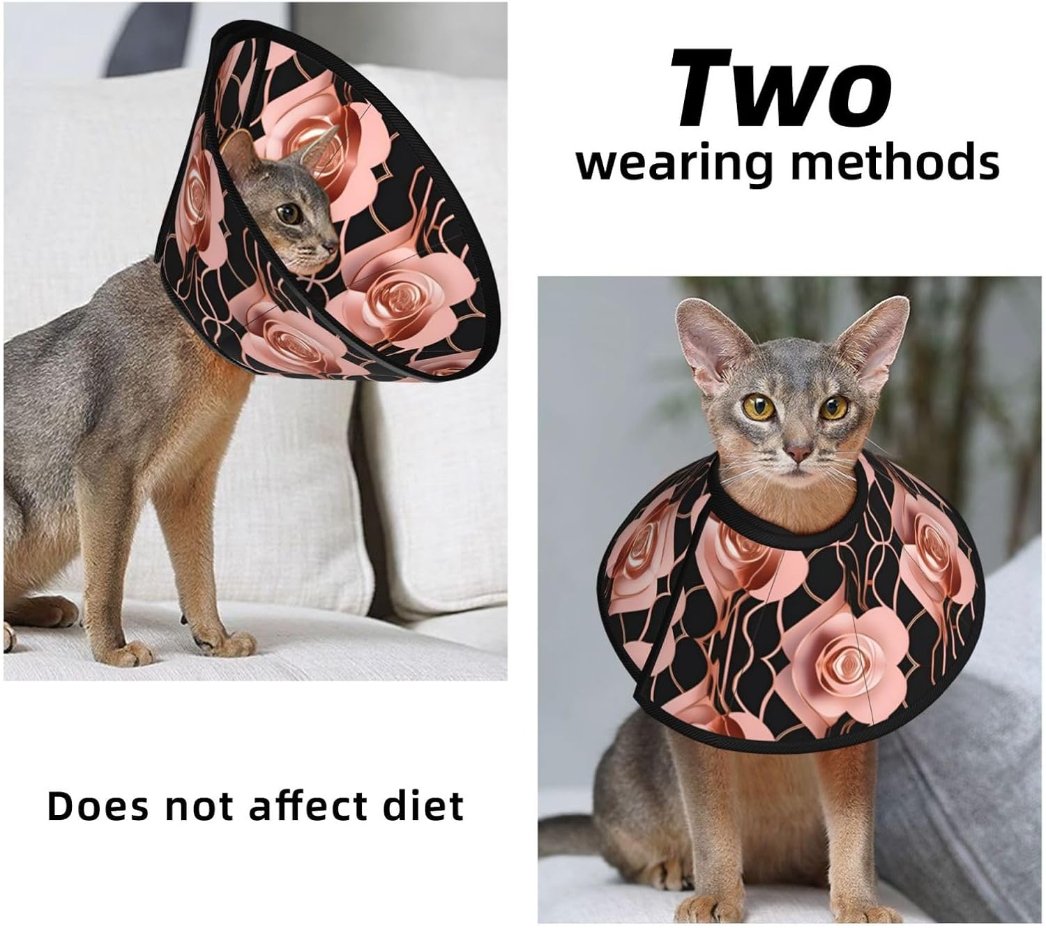 Rose Gold Pattern Backgrounds Print Cat Cone Collar, Adjustable Elizabethan Collar, Soft Dog Recovery Collars, for Small Large Cats