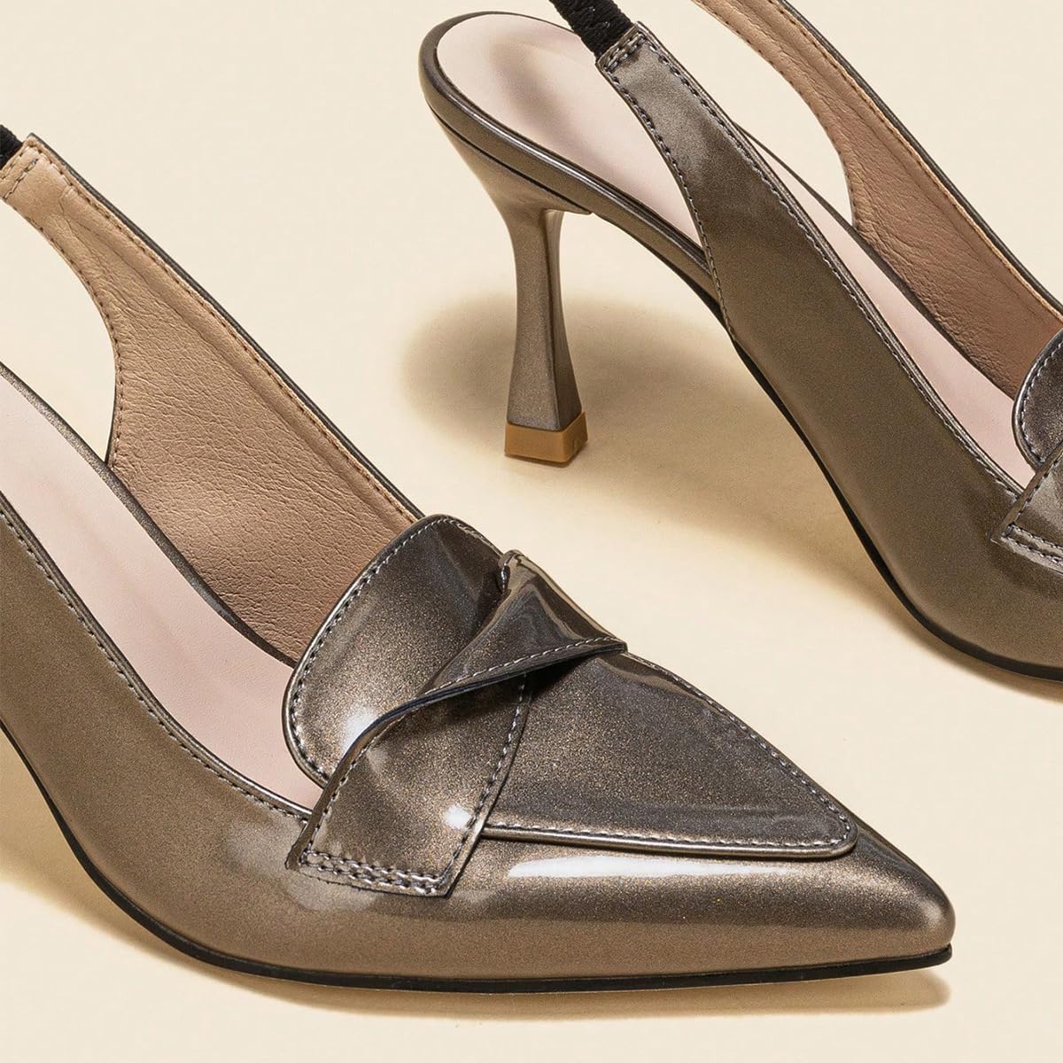 Décolleté Donna Slingback Punta Affusolata Tacco Stiletto | Tacco sottile 8cm fascia posteriore elastica mascherina stile mocassino fodera PU profilo basso