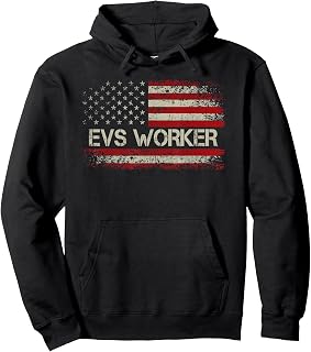 EVS Worker - Vintage American Flag US Patriotic EVS Worker Pullover Hoodie