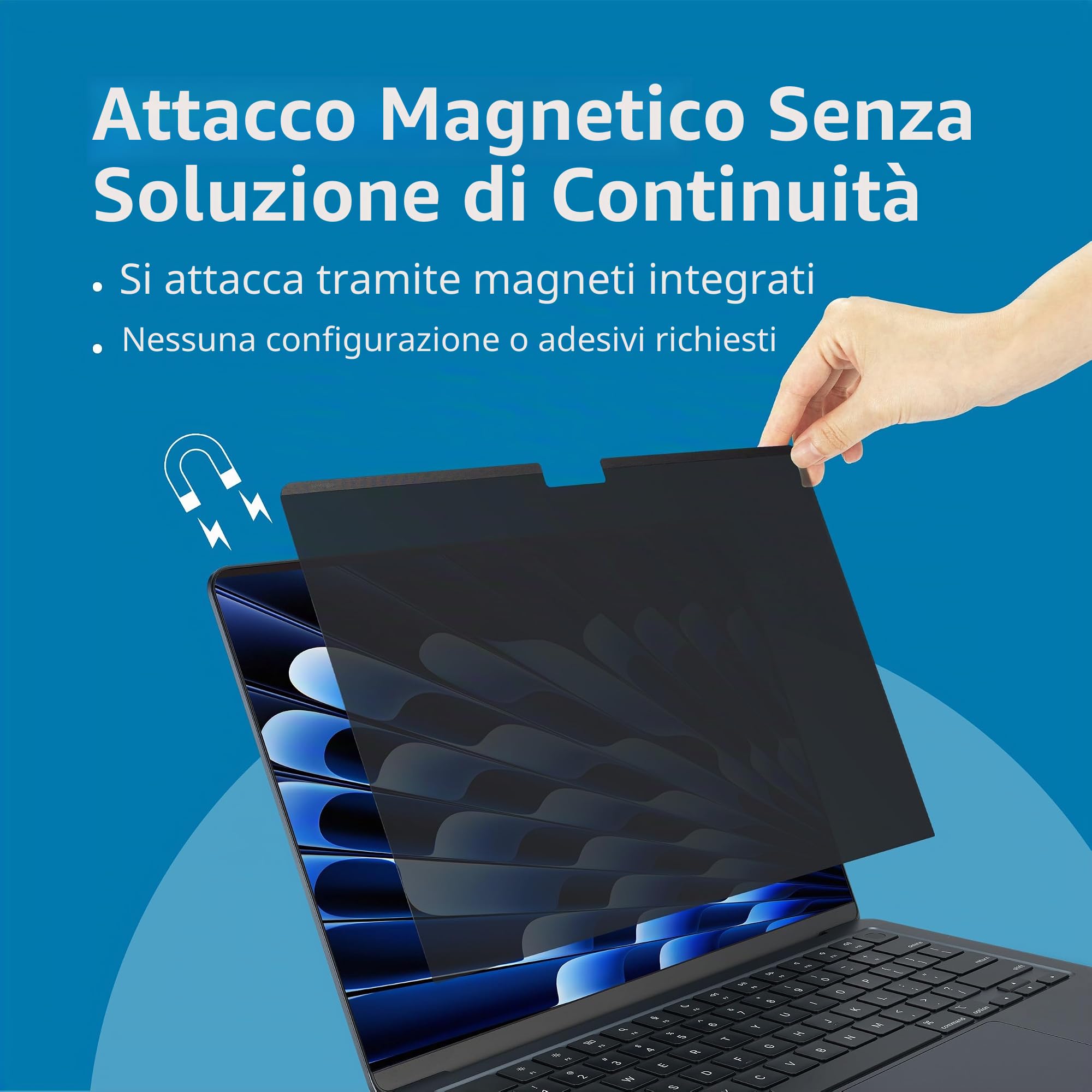 Kensington MagPro Filtro Privacy per schermo da 15" per MacBook Air (M2, 2023), Rimovibile, Antiriflesso, Riduce la Luce Blu (K58306WW)
