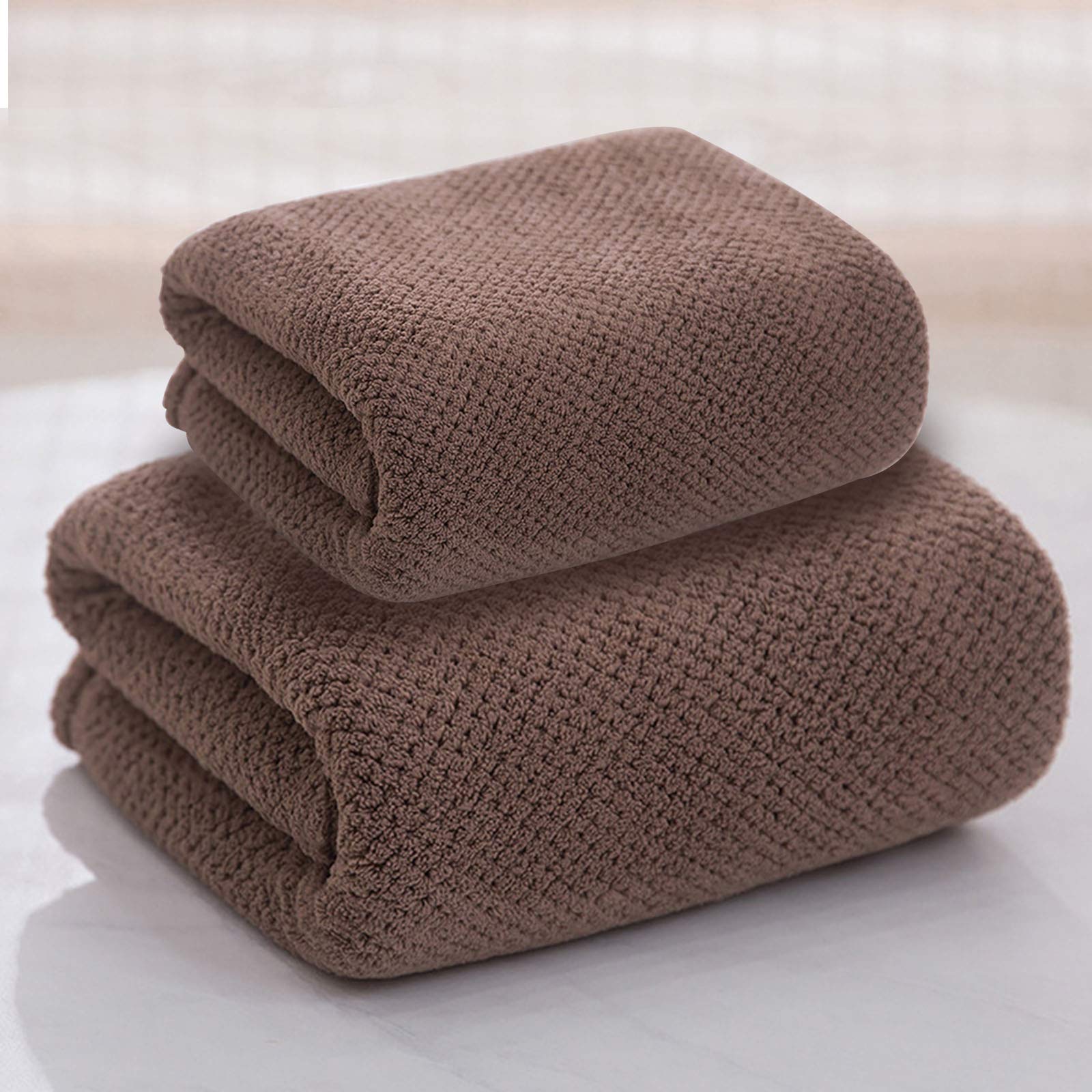 Bath Towel and Hand Towel Set, 1 Microfiber Bath Towel Large 70x140cm, 1 Hand Towel 35x75cm, Softness Absorbency Durability and Quick Dryness Bathroom Towels for Spa Home Hotel