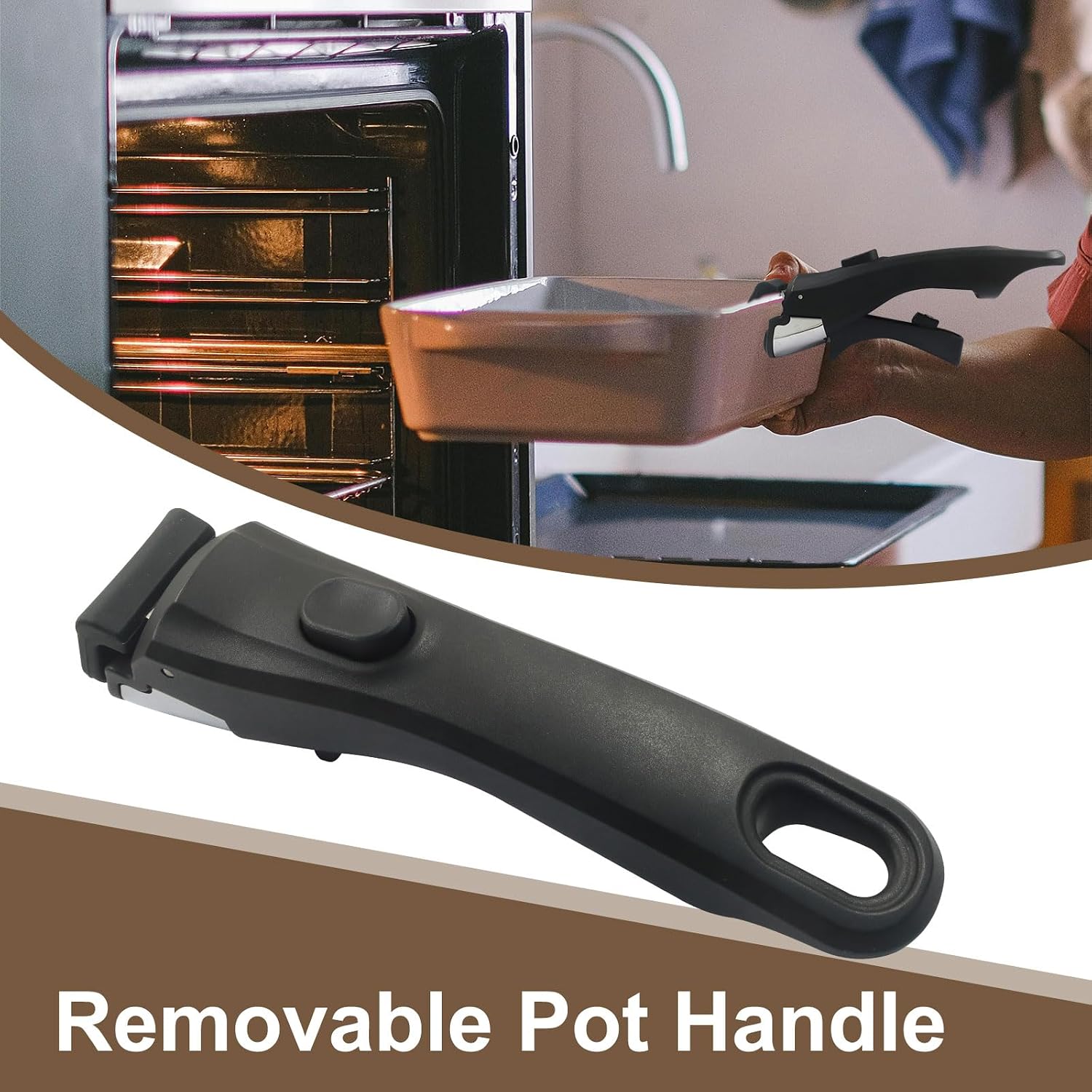 2pcs Removable Pot Handles, Black, 7.5" | Heat-Resistant, Detachable Replacement Handle, Universal Fits for All Cookware Pans & Pots