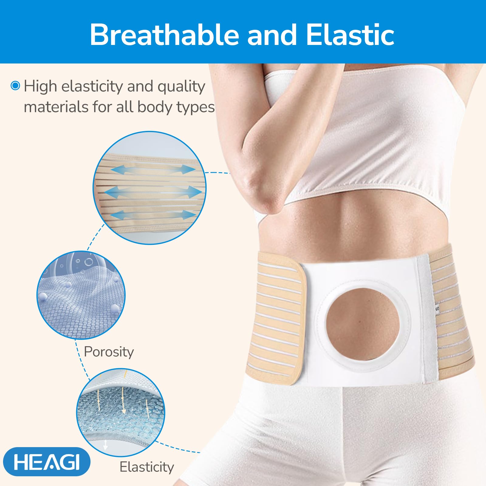 Cinturón de Ostomía Unisex, Elástica Ostomía Hernia Cinturón Colostomía Soporte Transpirable Con Abertura Cinturón Colostomía Accesorios, Ostomía Abdominal Brace Cinturón（M）