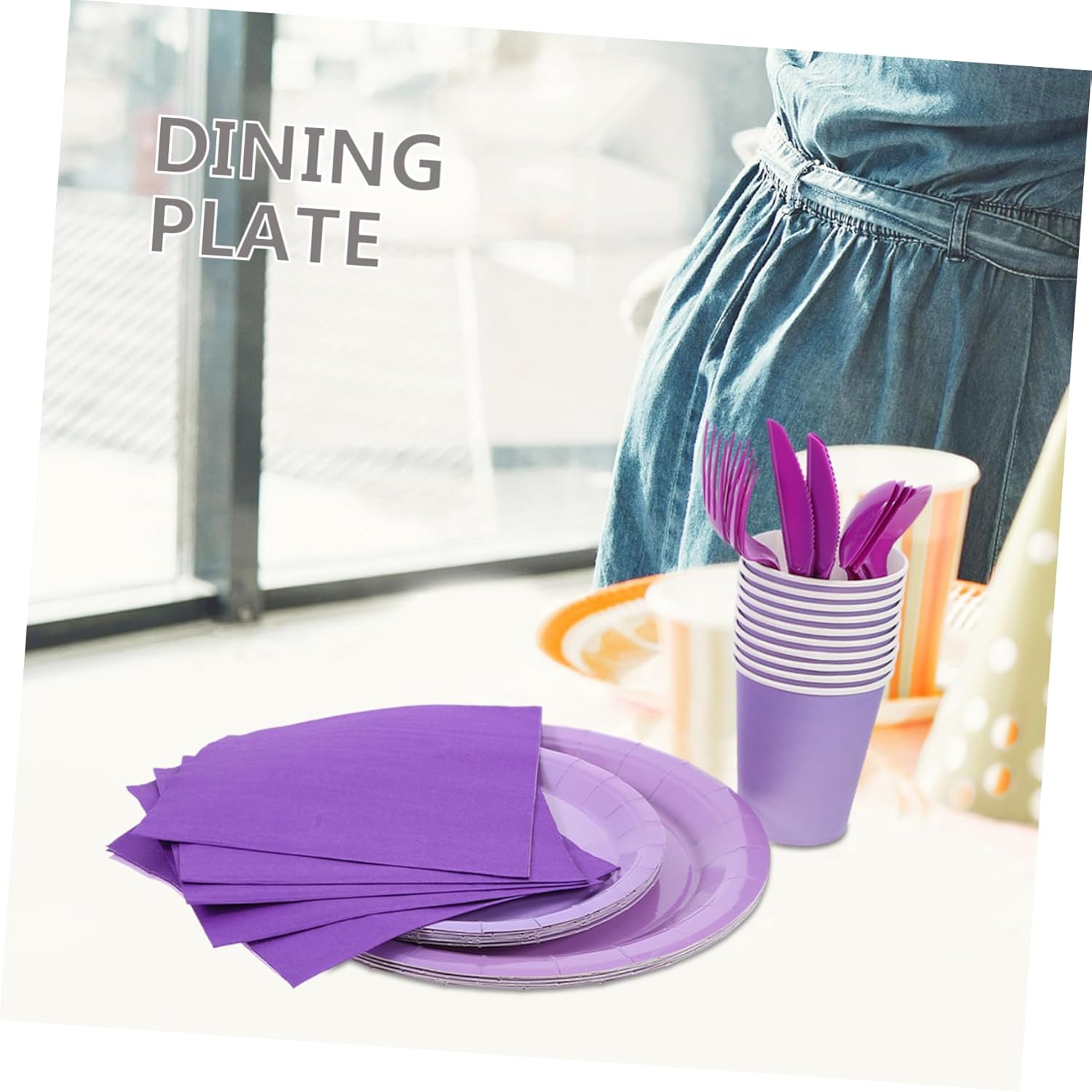 Mikinona 1Set Paper Dinnerware Set Disposable Birthday Plates Cups and Napkins for Parties Events and Celebrations Safe Stylish and Convenient Party Supplies