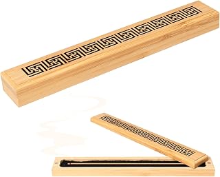 Incense Holder, Natural Bamboo Incense Stick Holder, Home Incent Burner Fireproof Cotton, Ash Catcher, Incense Box for Aromatherapy, Yoga, Meditation, Home Living Room Office, Size 11x4 Inch