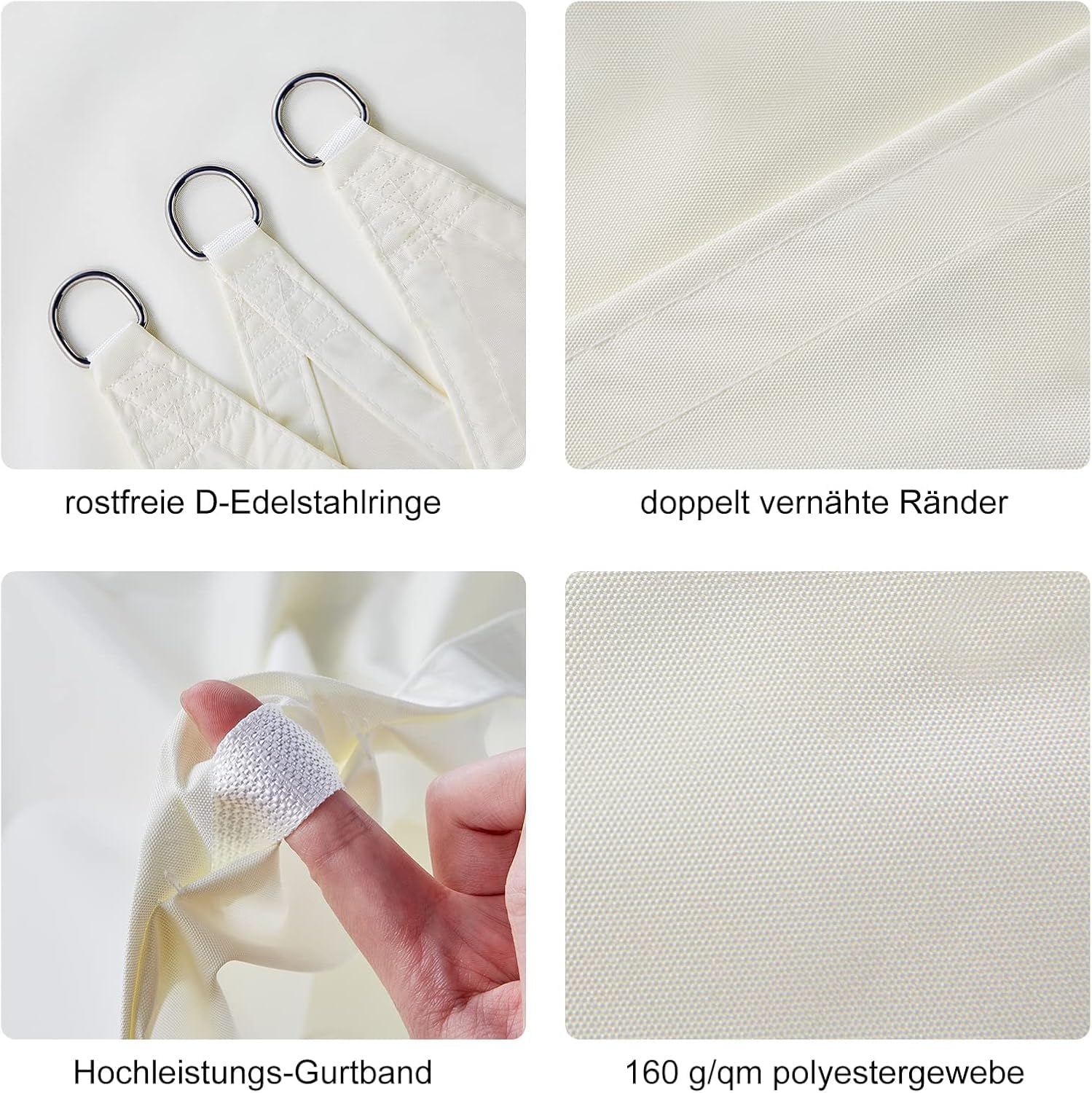 HAIKUS Sonnensegel Wasserdicht Rechteckig 3x4m Sonnenschutz Wasserabweisend Premium PES Polyester mit UV Schutz für Balkon Garten Terrasse Creme