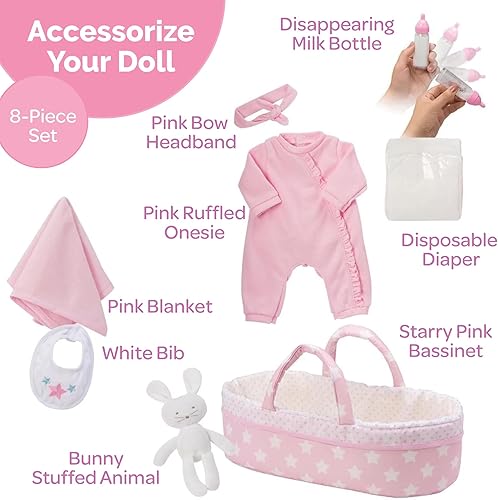 Vista 20 de Adora Ropa de muñeca de bebé de 16 pulgadas, accesorios que incluye camisa con temática de cerdo, pantalones a rayas, gorra a juego para muñecas