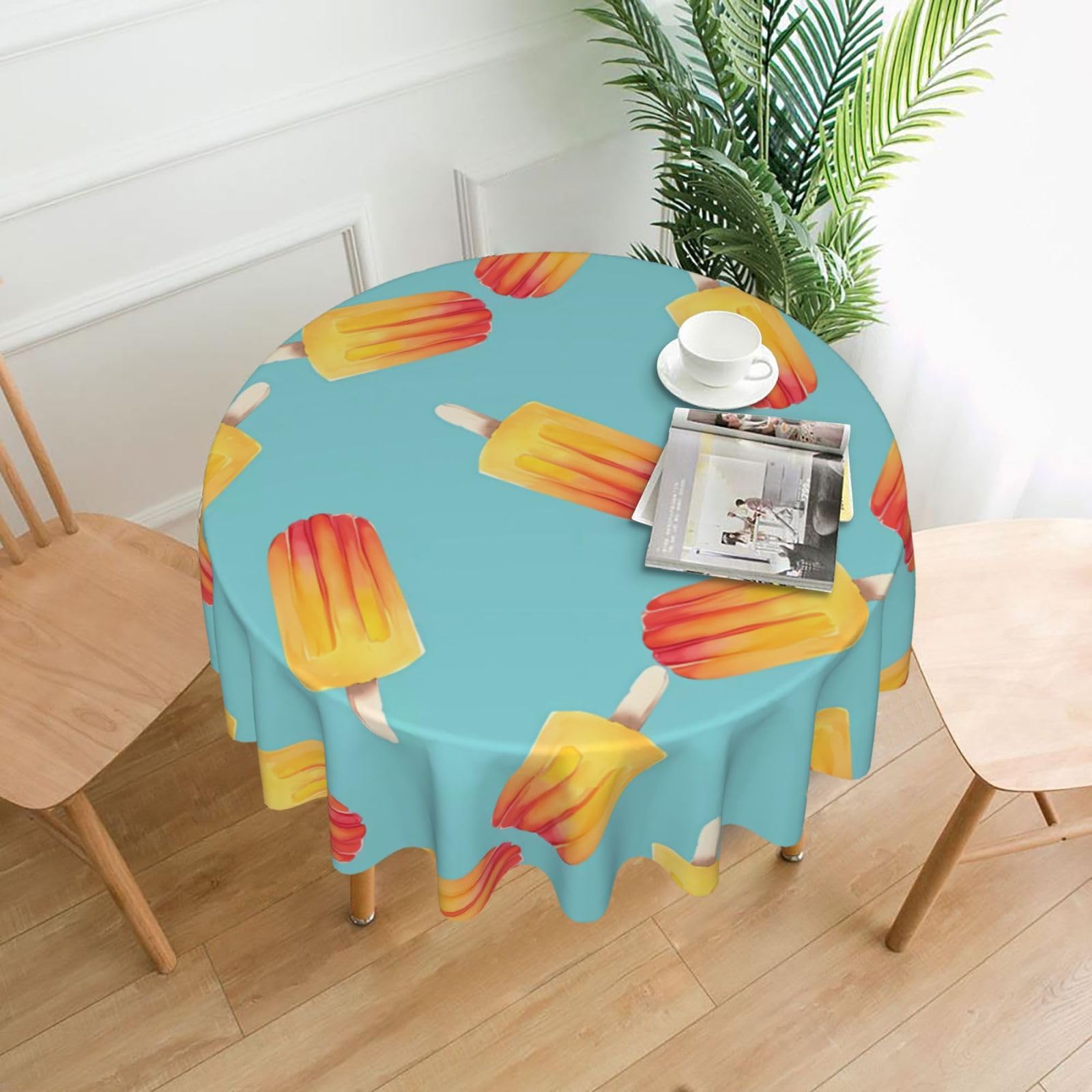 YYHWHJDE Popsicles Prints Round Decorative Tablecloth 60in – Elevate Your Dining Space with this Elegant Throw for Everyday Charm & Special Occasions
