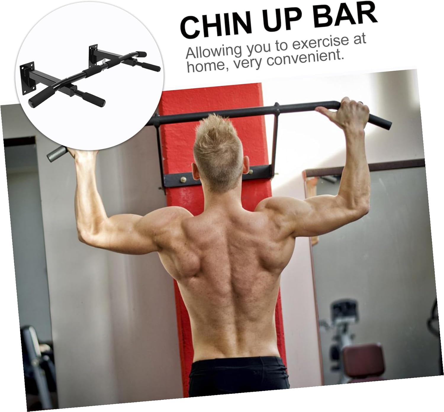 Abaodam Adjustable Pull up Bar for Home Upper Body Workout, Heavy Duty Horizontal Fitness Bar Wall Mount, Strength Training Equipment for Home Gym and Office Use