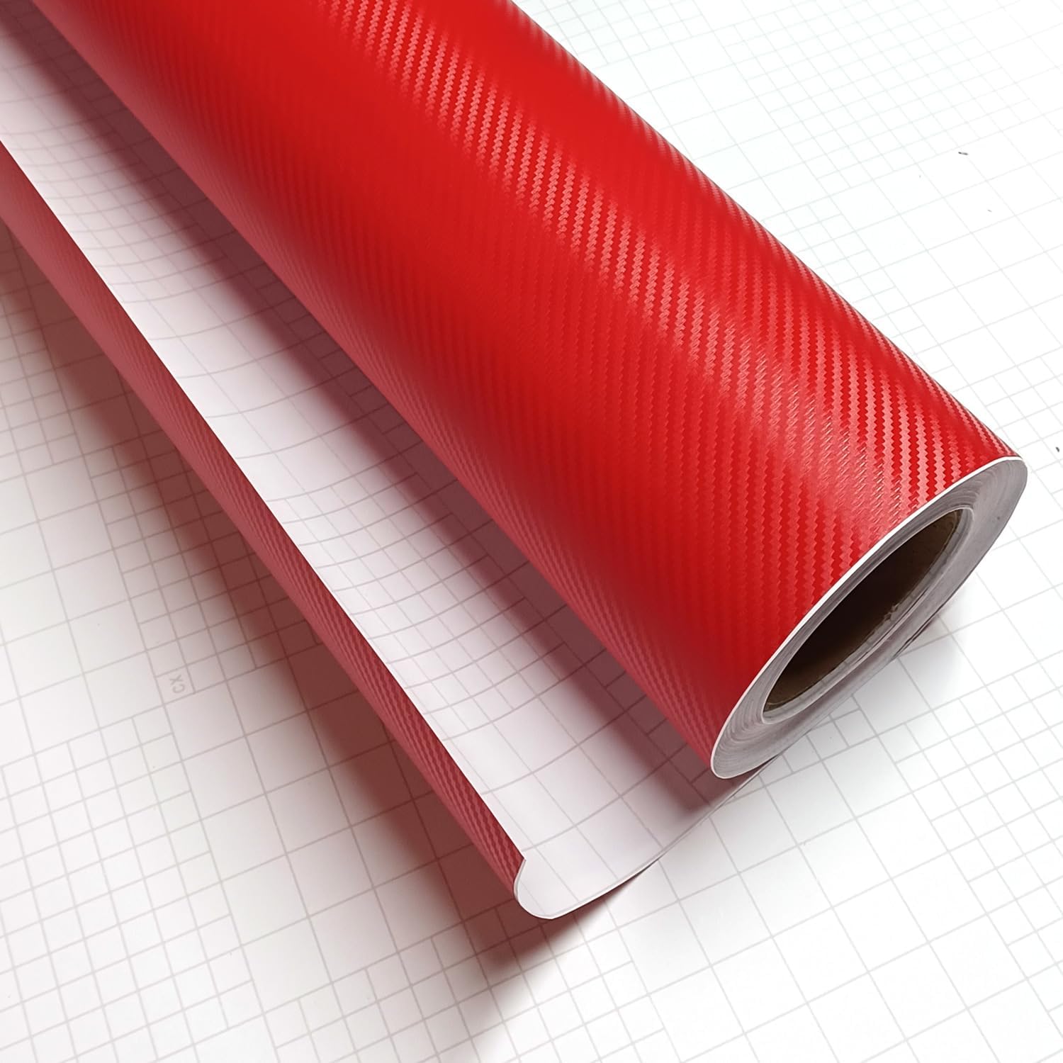 DIYAH 3D Red Carbon Fiber Film Twill Weave Vinyl Sheet Roll Wrap DIY Decals (120" X 60" / 10FT X 5FT)