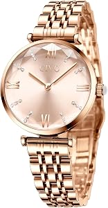 CIVO Womens Watch Stainless Steel Waterproof Analog Quartz Wrist Watch Fashion Elegant Designer Unique Two Hands with Diamond Time Scale Dial