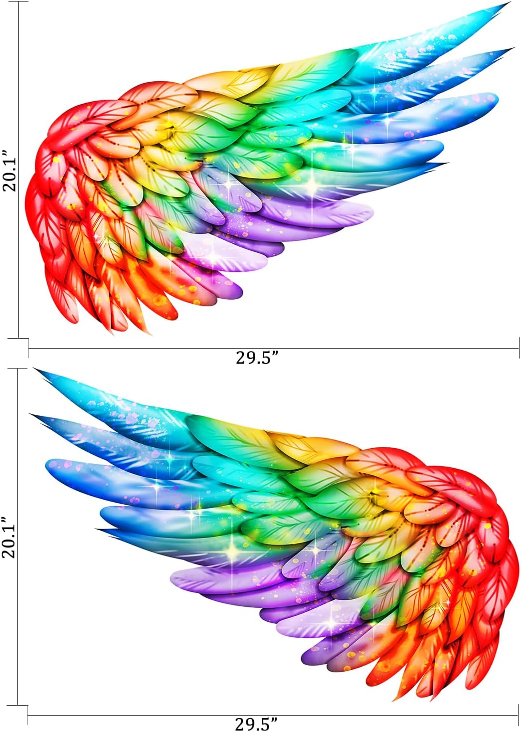 Angel Wings Wall Decals, Colorful Sparkle Feather Wall Stickers Decor Art image 2