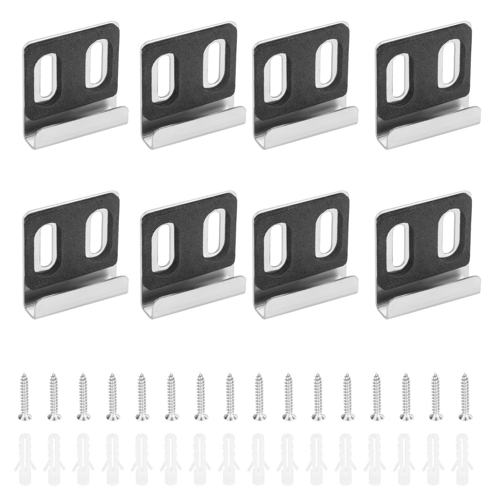 Diakey 8 Pieces Heavy Duty Mirror Clips Hanging Kit, Mirror Hanger Holder, Frameless Wall Mounting Bracket Hardware for Picture Frames, Billboard, Sliver