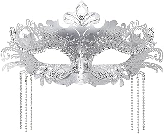 Women Masquerade Mask with Rhinestone Chains Venetian Mask Mardi Gras Decoration for Carnival Party Costume Masks