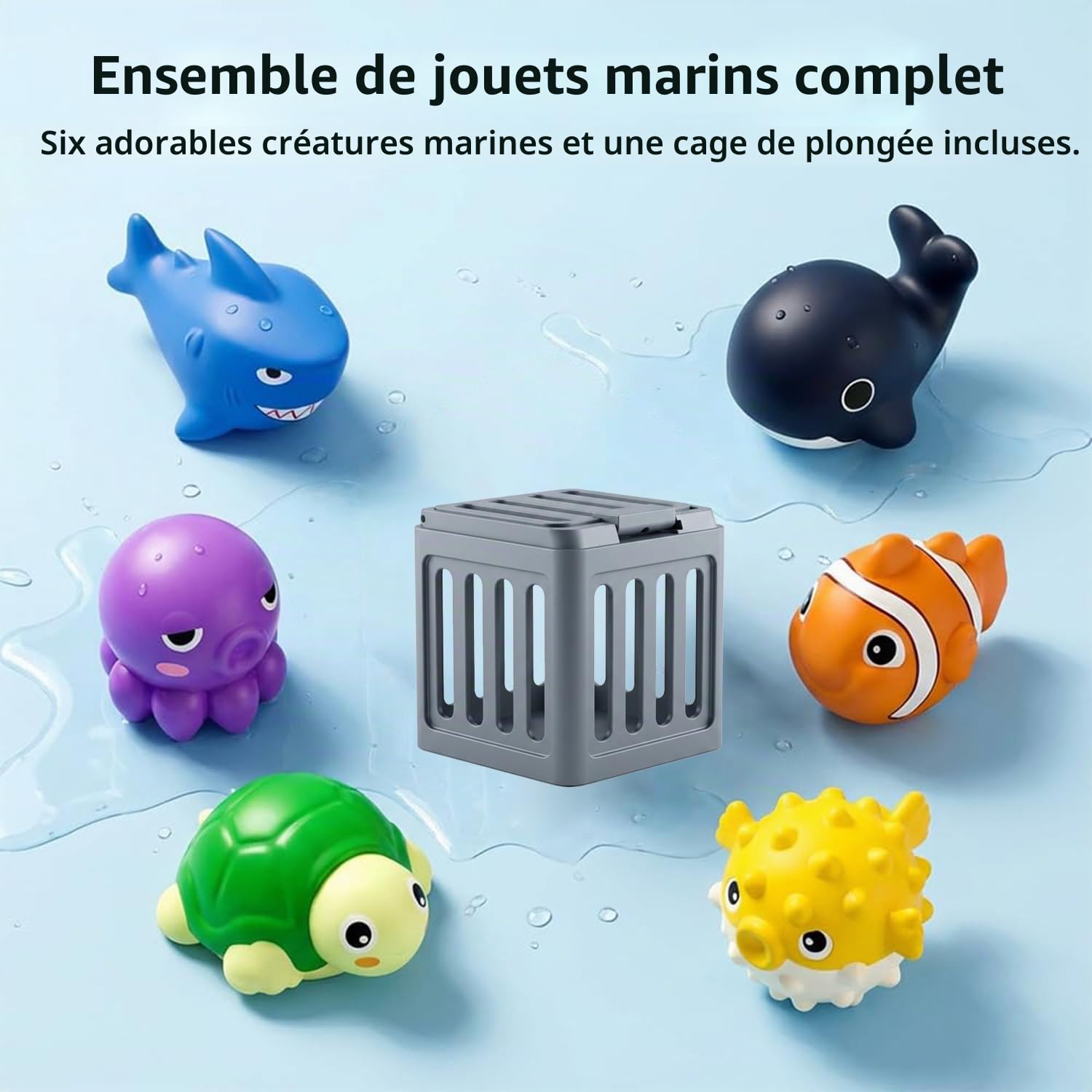 YeahBoom Underwater Dive Rescue Toys, Ensemble Flottants avec Animaux Et Cage sous, Marine Jeu Aquatique Interactif Natation Amusante pour Baignoire éTé Et Jeux ExtéRieurs