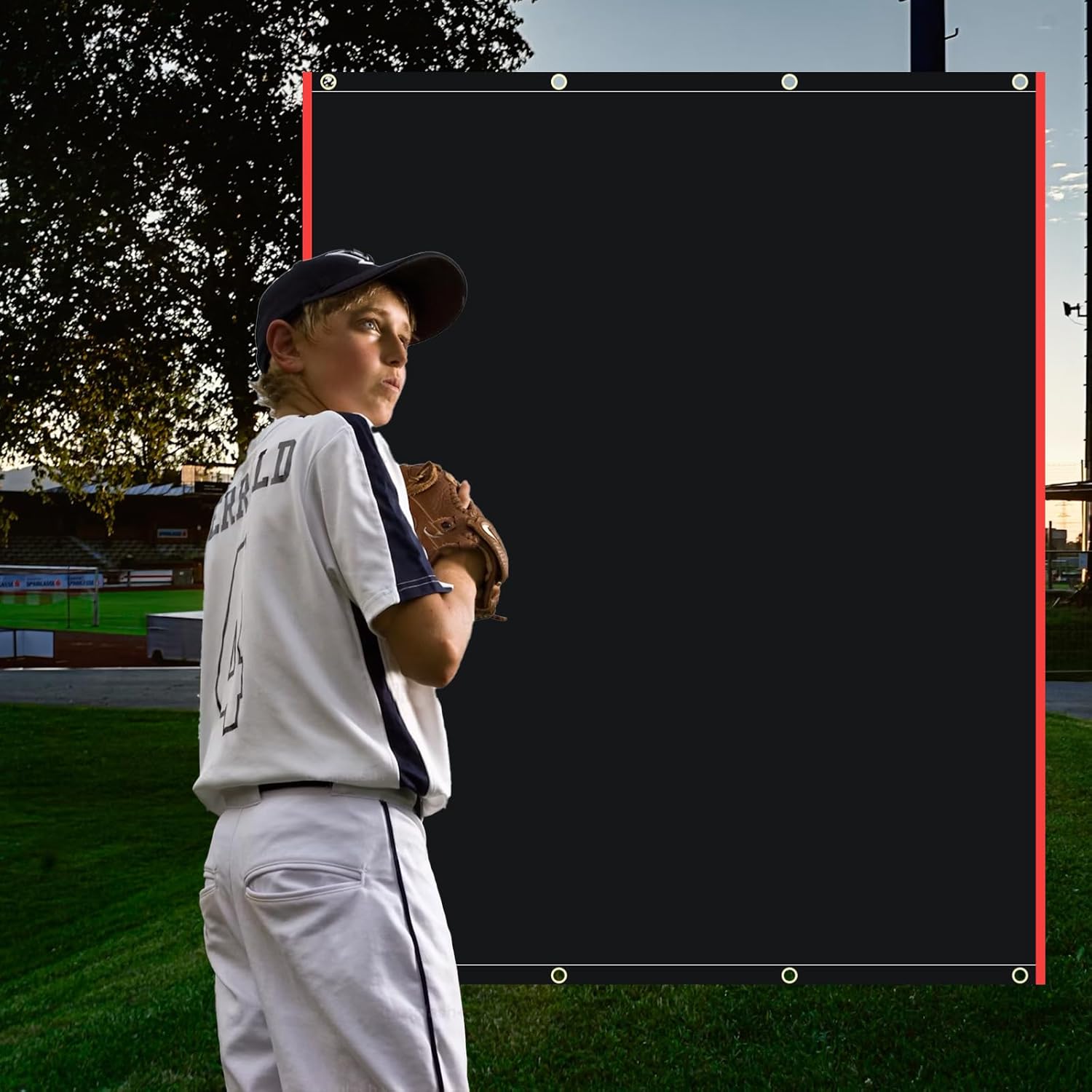 Baseball Batting Backstop Portable： PVC Vinyl Quick Setup Softball Hitting Backdrop Target for Field Backyard Indoor Outdoor Player Pitcher Youth Catcher Adult Use with Bungees