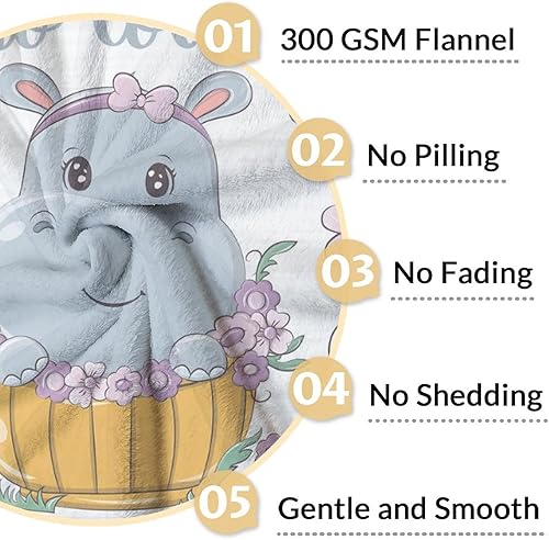 Miniatura 4 de Manta de hipopótamo, manta de hipopótamo de 40 x 50 pulgadas, manta de franela suave, cálida, ligera, acogedora, regalos para niñas y niños